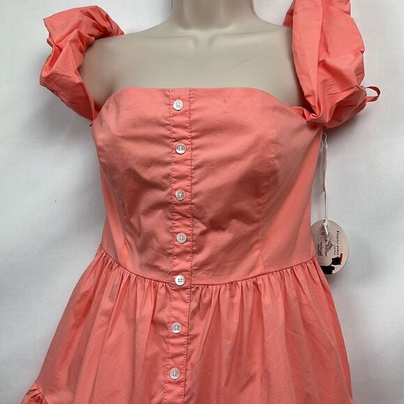 Staud Elio mini dress in grapefruit Size 10 NWT - Picture 6 of 15